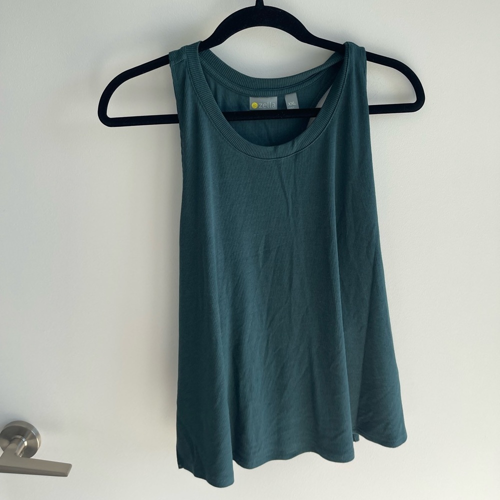 Zella Women's Teal Tank Top Ribbed